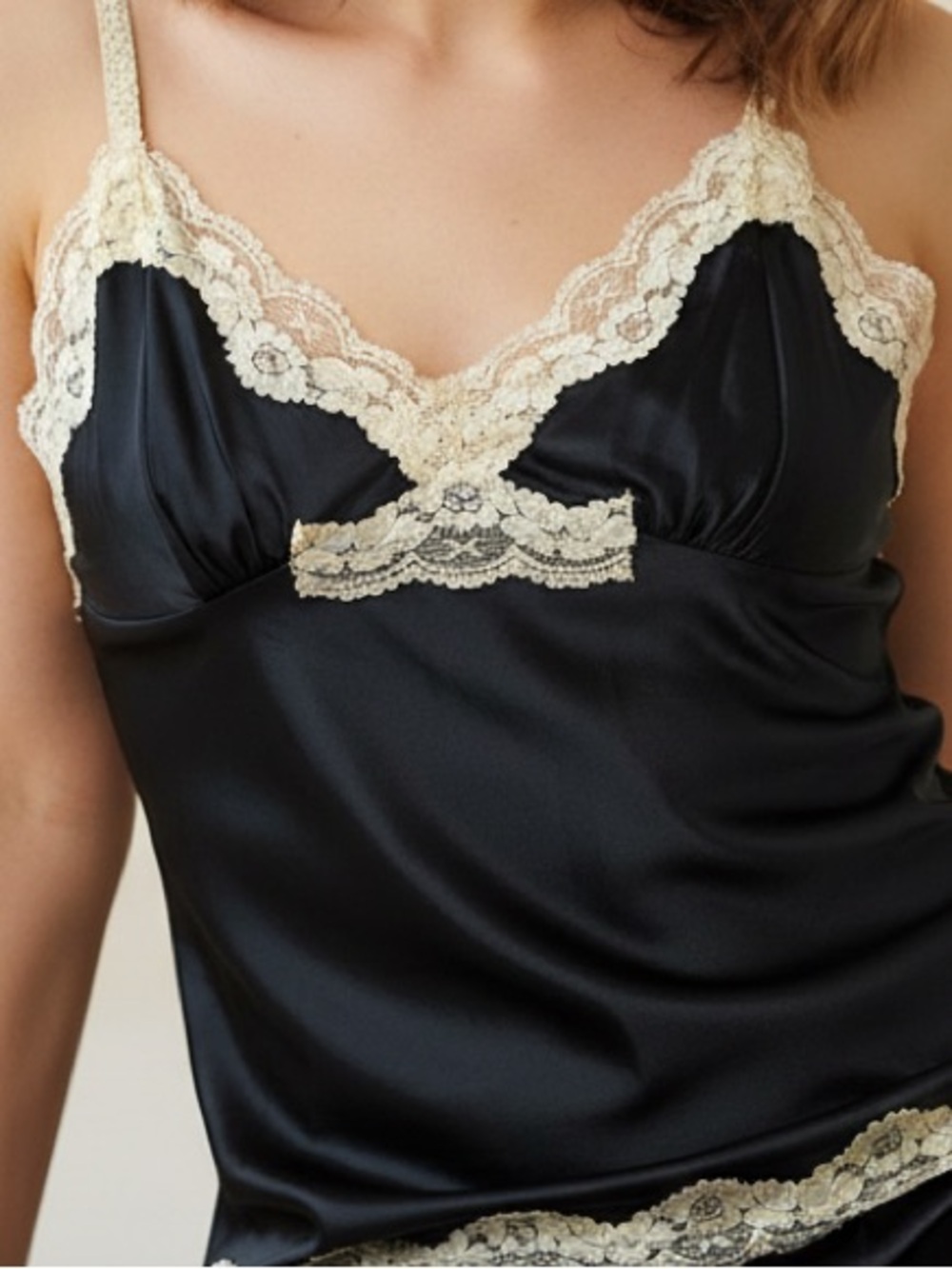 Silk & Lace Trim Cami  - M